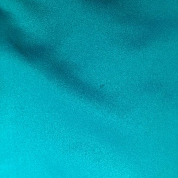 David's Bridal Teal V-Neck Sleeveless Satin Bridesmaid Dress Style #81047 - Picture 12 of 12